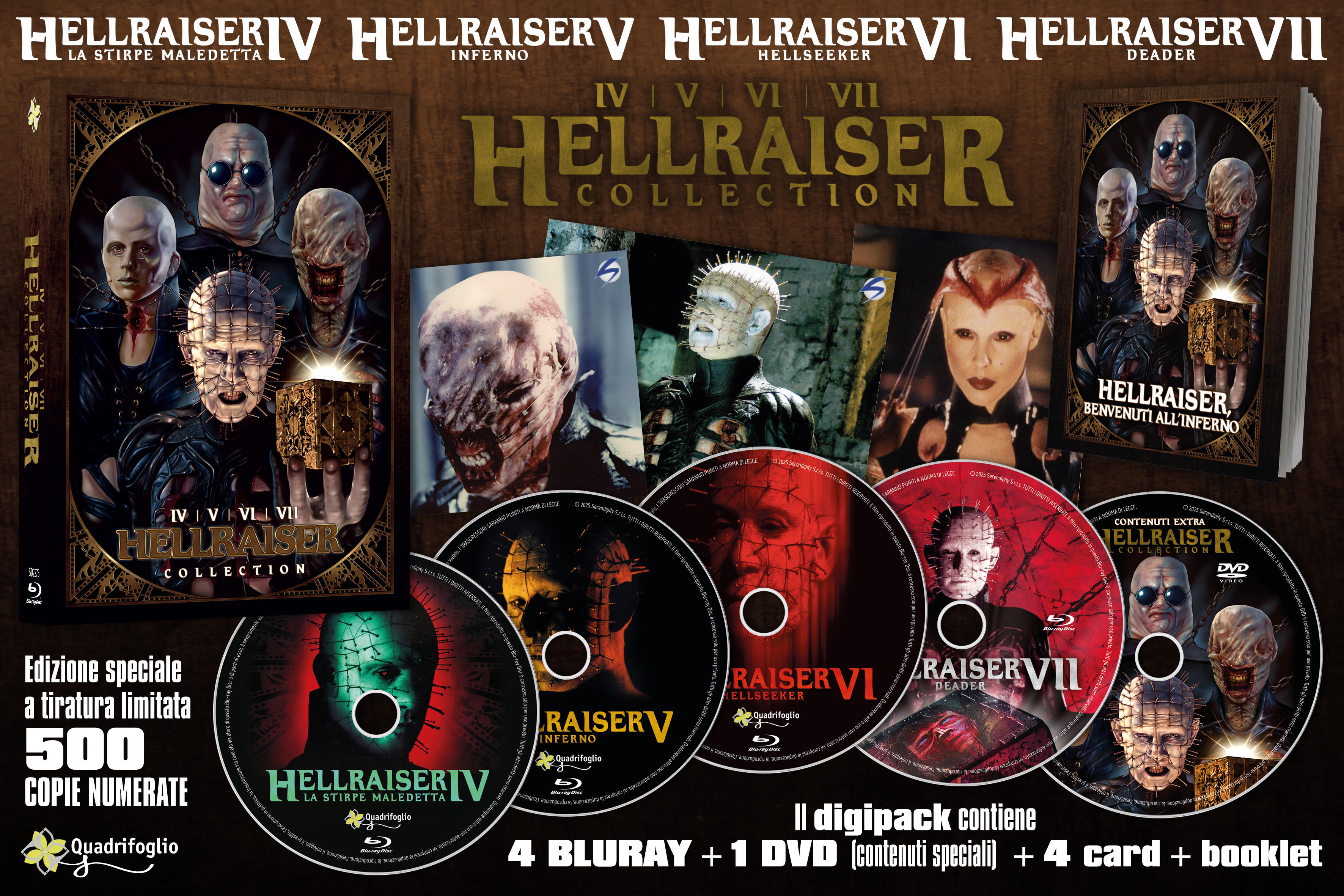 Hellraiser Collection IV-V-VI-VII - Collector's 500 copie (4 Blu-Ray Disc + DVD + Card + Booklet)